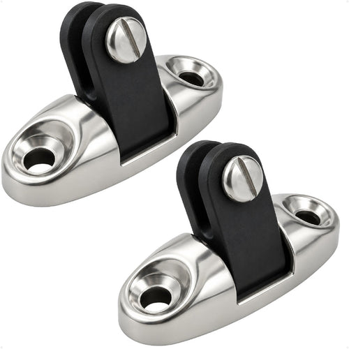 Bimini Top Universal Swivel Deck Hinge, AISI316 Stainless Steel & Black Nylon, 2-Pack