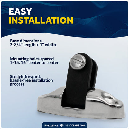 Bimini Top Universal Swivel Deck Hinge, AISI316 Stainless Steel & Black Nylon, 2-Pack