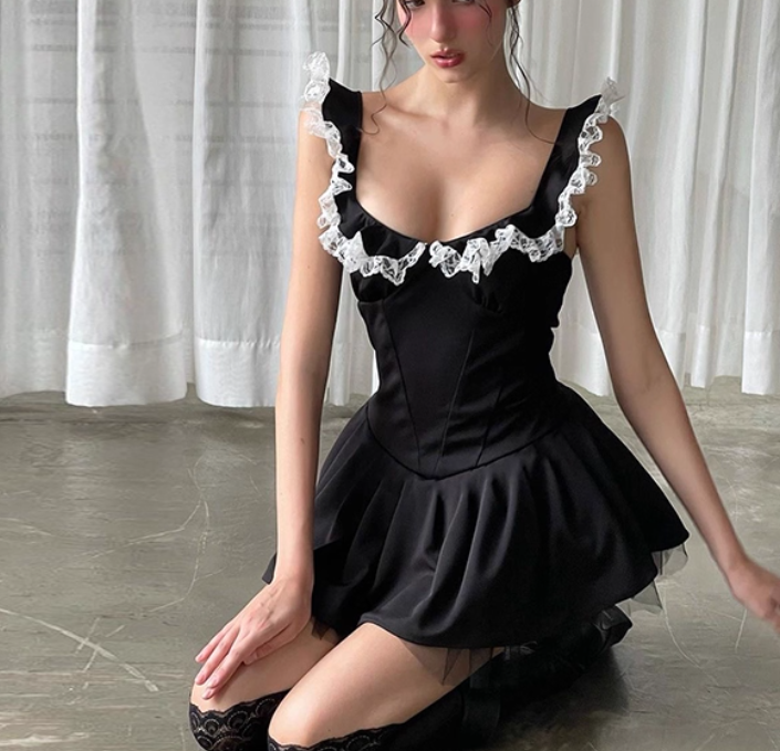 Black Homecoming Dress A-line Sleeveless Birthday Dresses