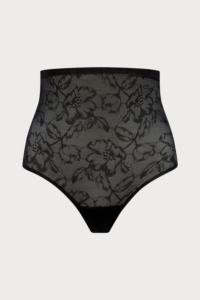 Black Lacy High Waist Shaping Thong