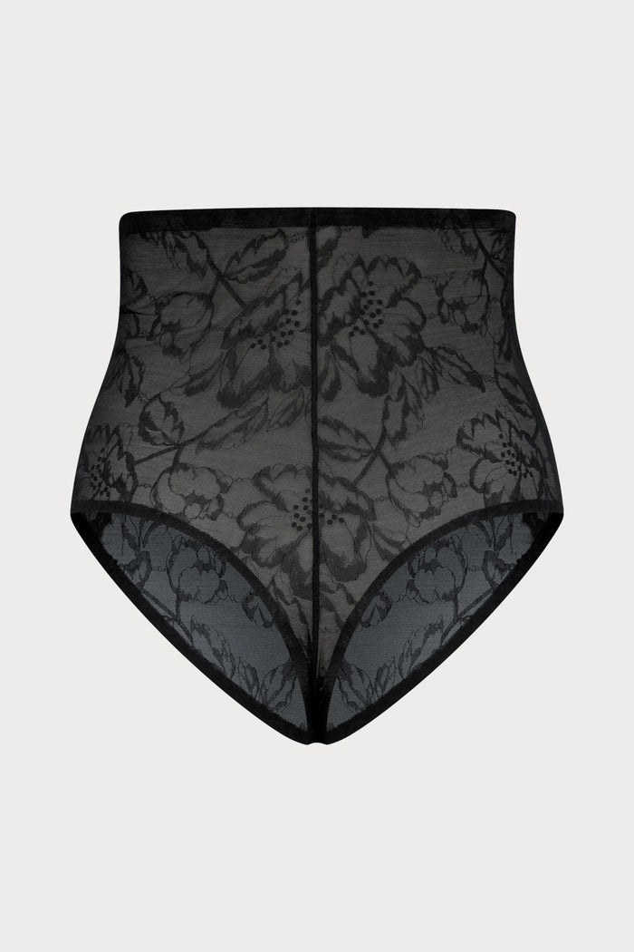 Black Lacy High Waist Shaping Thong