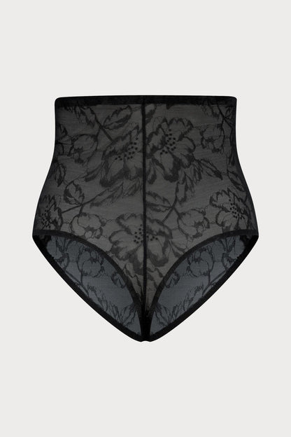 Black Lacy High Waist Shaping Thong