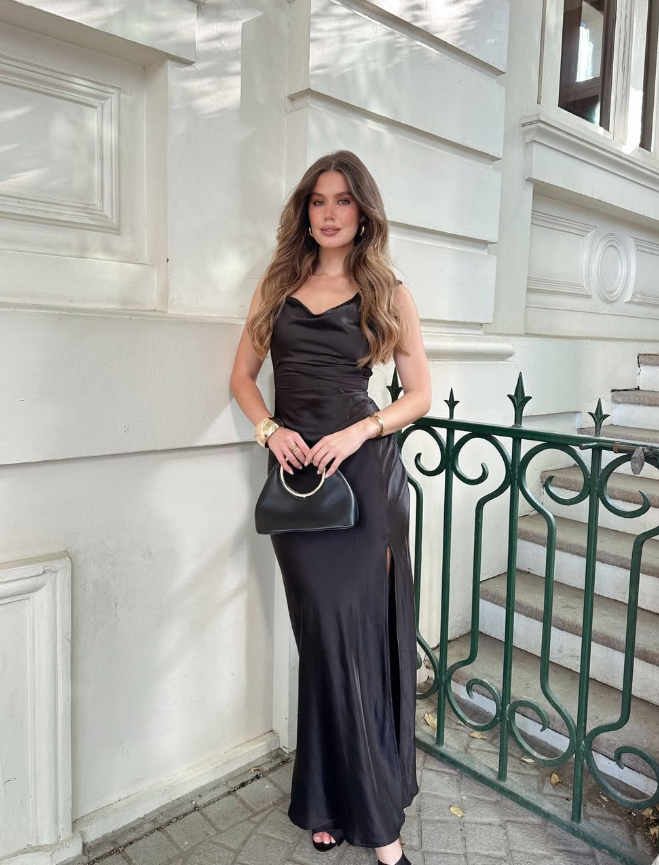 Black Sexy Sheath Spaghetti Straps Satin Prom Dress Outfits