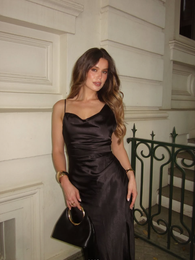 Black Sexy Sheath Spaghetti Straps Satin Prom Dress Outfits