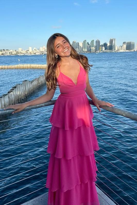 Blue Chiffon Cutouts Tiered Party Dress