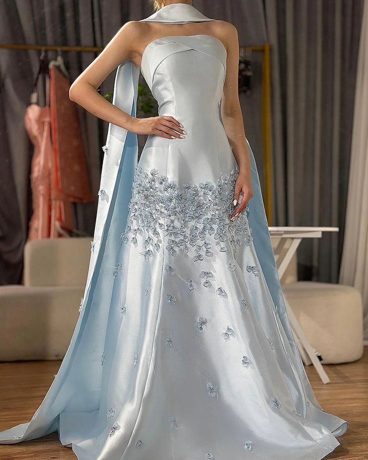 Blush Pink Floral Mermaid Satin Prom Dresses Long Party Dress,AST2158