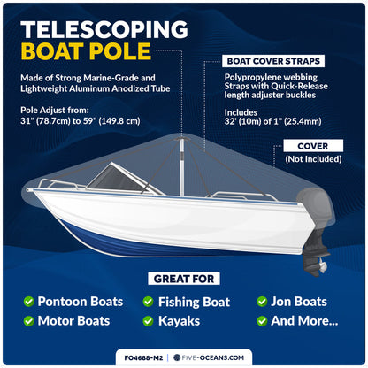 Boat Cover Support Poles, Adjustable 31"- 59", 2-Pack - FO4688-M2 - Five Oceans