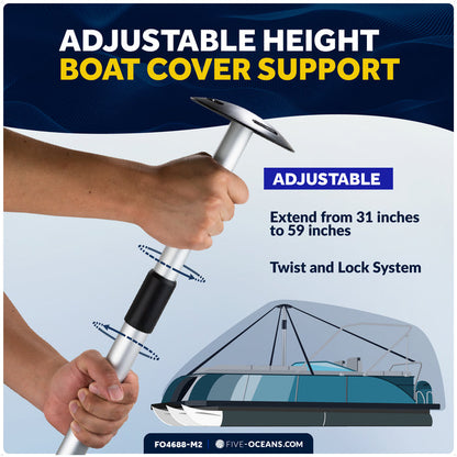 Boat Cover Support Poles, Adjustable 31"- 59", 2-Pack - FO4688-M2 - Five Oceans