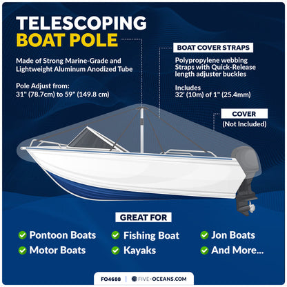 Boat Cover Support Poles, Adjustable 31"- 59" - FO4688 - Five Oceans