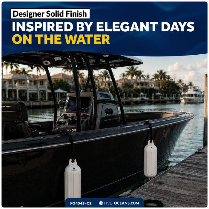 Boat Docking Kit - 6.5" x 23" White Fenders & Dock Lines, 4-Pack