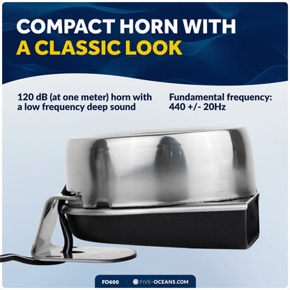 Boat Horn, 120 dB, Stainless Steel Cover, 12V - FO600 - Five Oceans