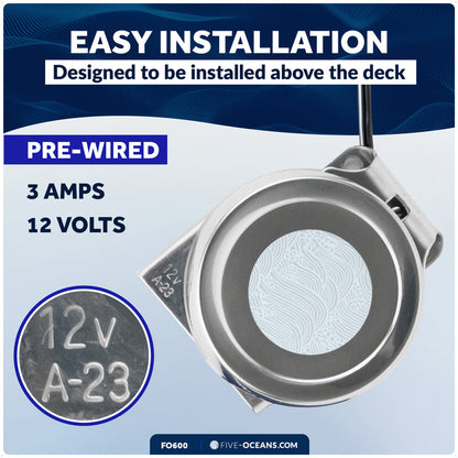 Boat Horn, 120 dB, Stainless Steel Cover, 12V - FO600 - Five Oceans