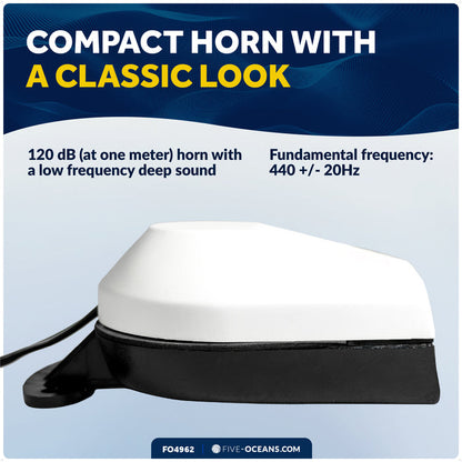 Boat Horn, 120 dB, White ABS Cover, 12V - FO4962 - Five Oceans