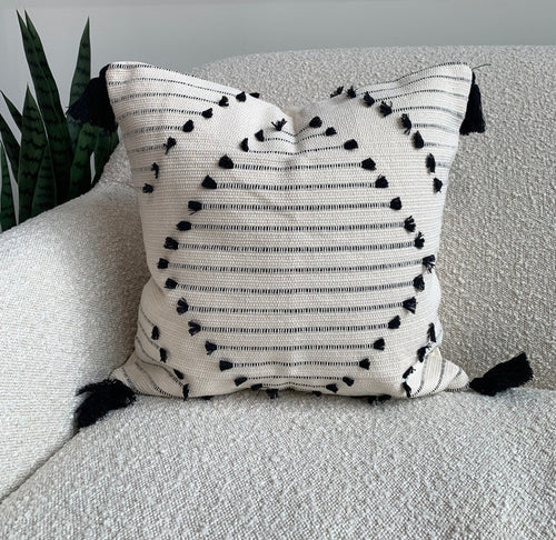 Boho Black & White Diamond Pillow Case