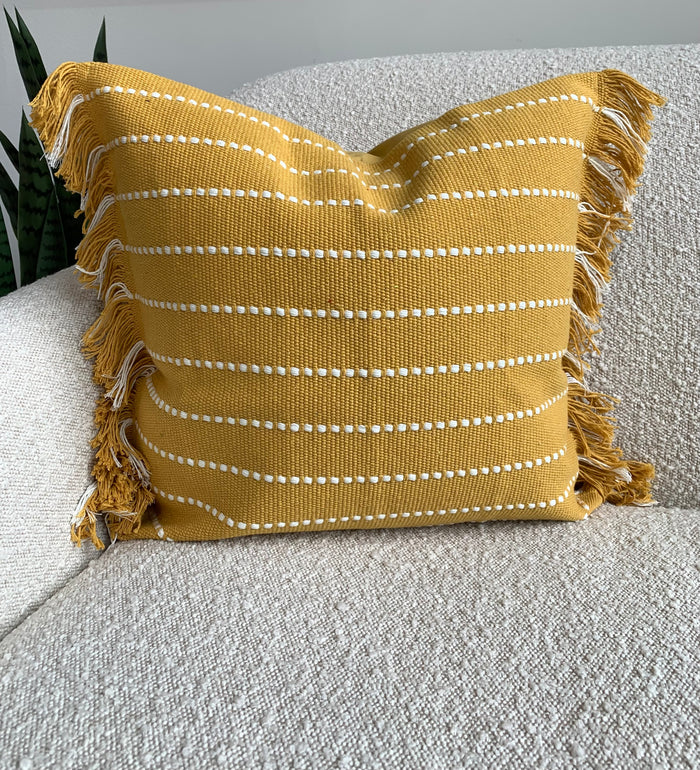 Boho Yellow White Stripe Pillow Case
