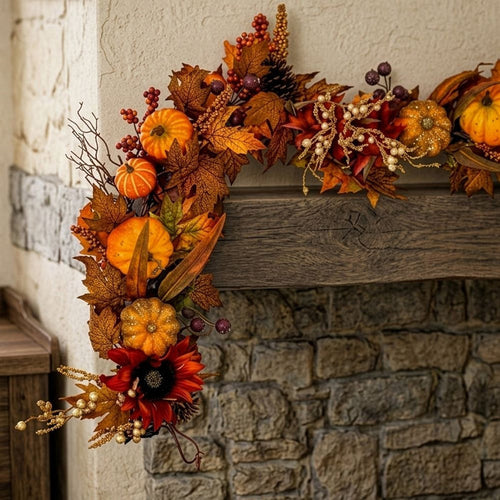 Bosk Golden Harvest Garland - 6ft x 10" with 150 Warm White LED