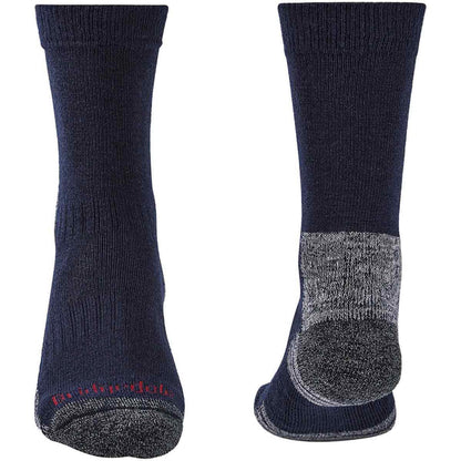 front back of bridgedale lightweight boot sock navy