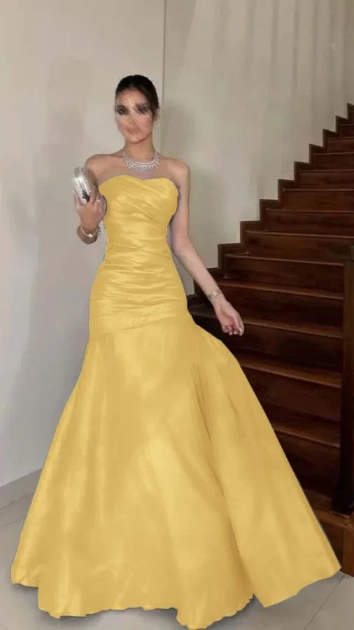 Burgundy Strapless Bodycon Long Prom Dresses Satin Formal Outfits,AST2310