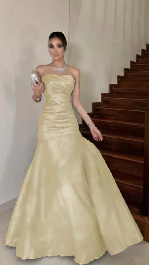 Burgundy Strapless Bodycon Long Prom Dresses Satin Formal Outfits,AST2310