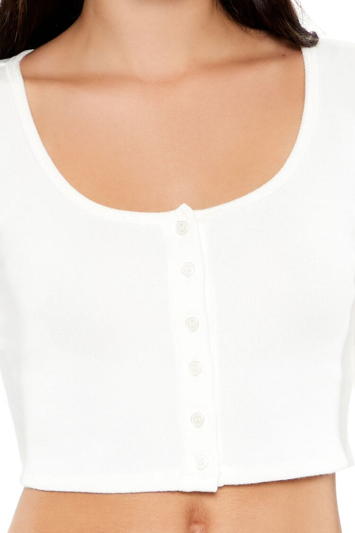 Button-Front Crop Top