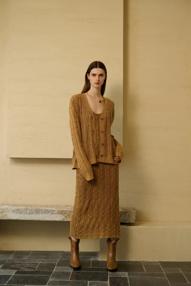 Cable knit cardigan