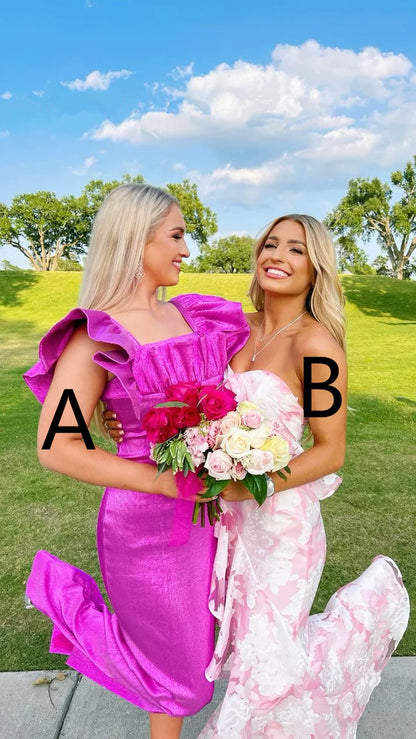 Charming Pink Floral Mermaid Prom Dresses Senior Girls Pretty Party Dress,AST2307