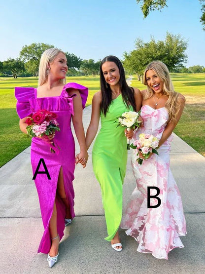 Charming Pink Floral Mermaid Prom Dresses Senior Girls Pretty Party Dress,AST2307