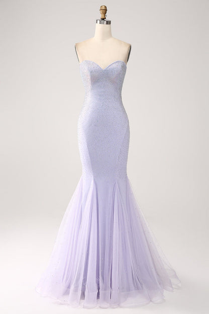 Charming Strapless Pearl Backless Slimming Tulle Prom Dress