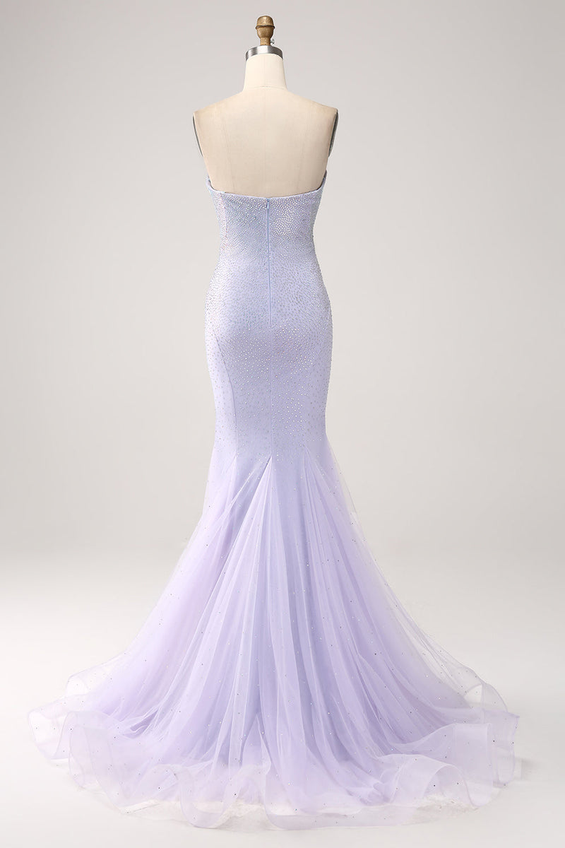 Charming Strapless Pearl Backless Slimming Tulle Prom Dress