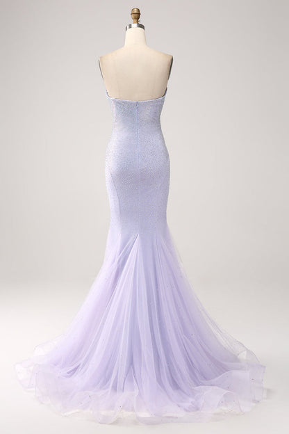 Charming Strapless Pearl Backless Slimming Tulle Prom Dress