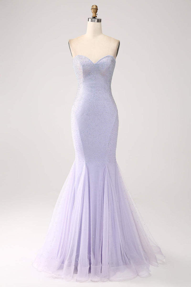 Charming Strapless Pearl Backless Slimming Tulle Prom Dress