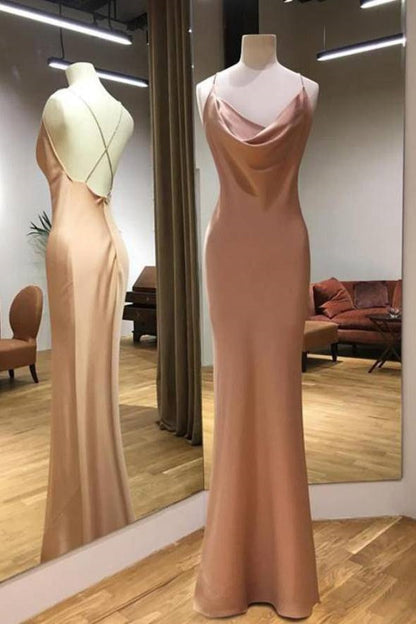 Charmingtti Strap Backless Slimming Draped Tailored Prom Dress