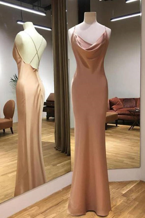 Charmingtti Strap Backless Slimming Draped Tailored Prom Dress