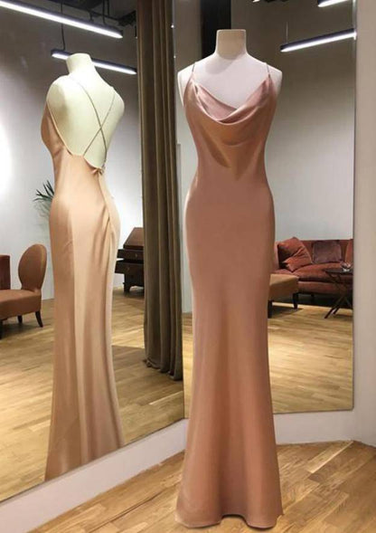 Charmingtti Strap Backless Slimming Draped Tailored Prom Dress