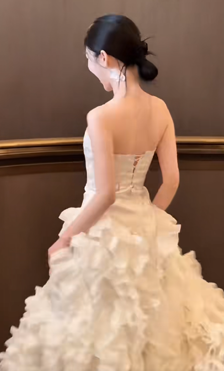 Chic Ball Gown Strapless Satin Long Wedding Dresses