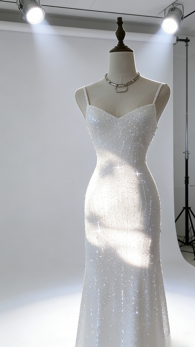 Chic Pink Long Prom Dresses Spaghetti Straps Sheath Evening Dresses Sequins Tulle Sleeveless Party Dresses