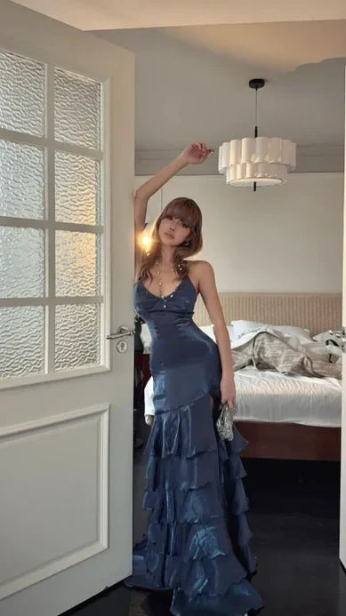 Chic Sheath V-neck Sleeveless Lace Up Floor-Length Evening Dress,AST2277