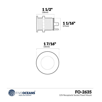 Cigarette Lighter Socket Panel, 12V - FO2635 - Five Oceans