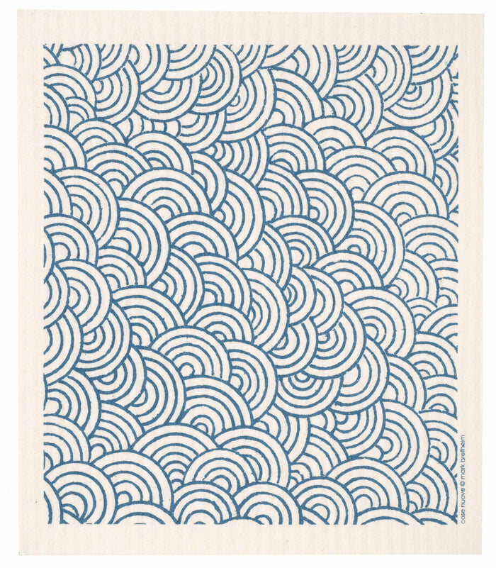 circles blue  swedish dishcloth:  biodegradable & compostable dishcloth made of 70% cellulose/30% cotton & water-based inks