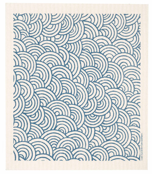 circles blue  swedish dishcloth:  biodegradable & compostable dishcloth made of 70% cellulose/30% cotton & water-based inks