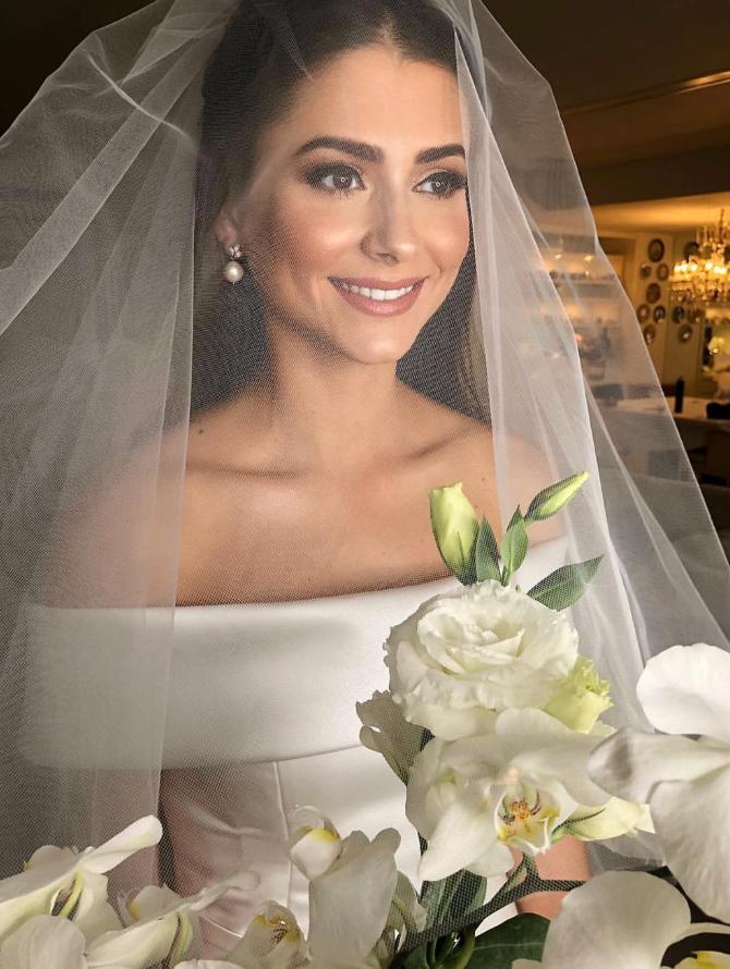 Classic A Line Off the Shoulder White Satin Long Wedding Dress