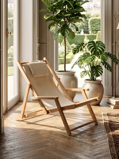 COSTA Folding Sling Chair with Arms & Headrest Cushion