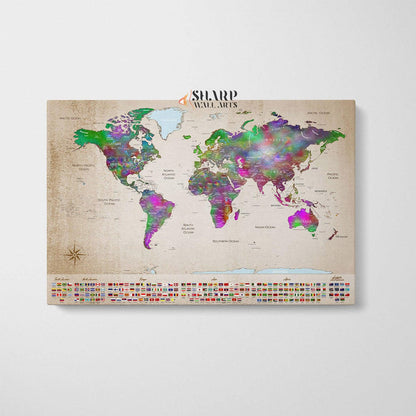 Couple Travel Map - World Map Wall Art Canvas Print - SharpWallArts