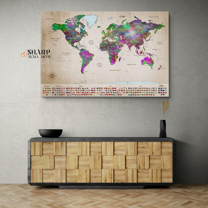 Couple Travel Map - World Map Wall Art Canvas Print - SharpWallArts