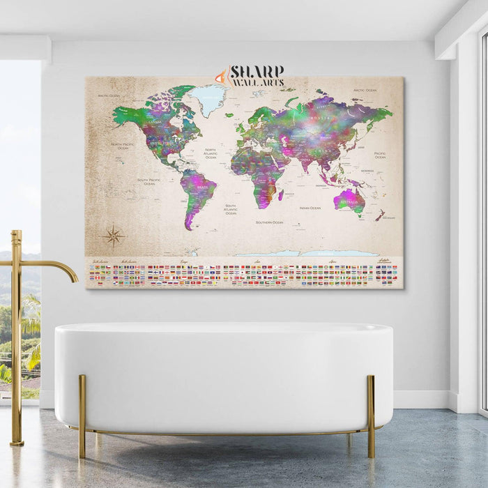 Couple Travel Map - World Map Wall Art Canvas Print - SharpWallArts