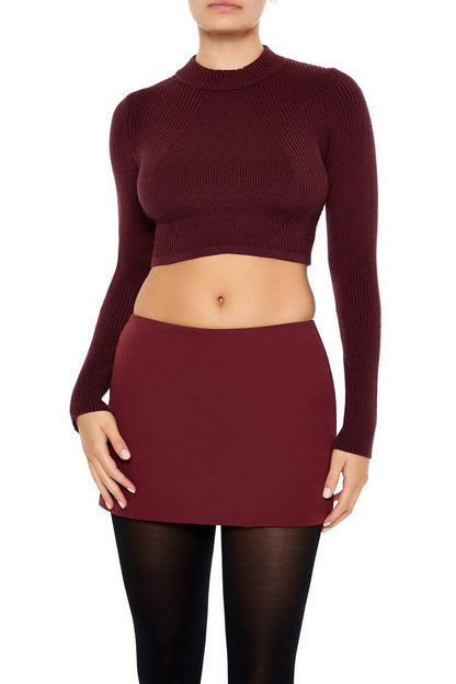 Cropped Mock Neck Sweater