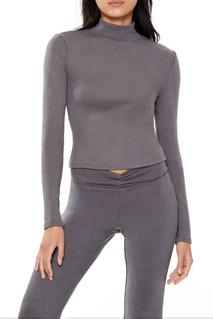 Cropped Mock Neck Top