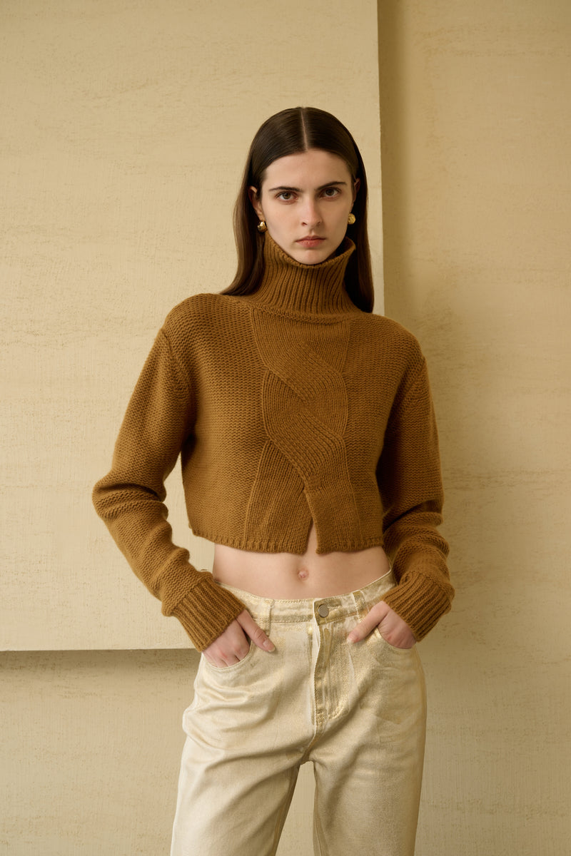 Cropped turtleneck sweater