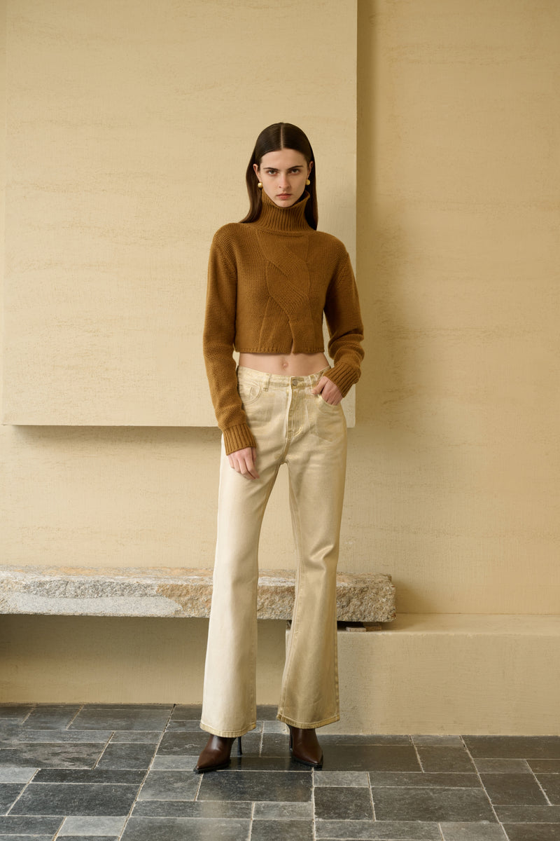 Cropped turtleneck sweater