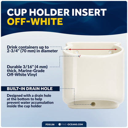 Cup Holder Insert, Off-White Marine-Grade PVC
